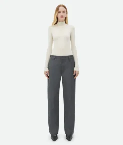 Bonded Wool And Cotton Tapered Pants