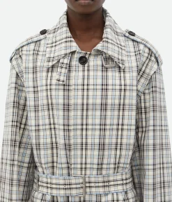 Checked Cotton Trench Coat