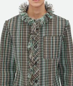 Cotton Check Jacket With Fringes