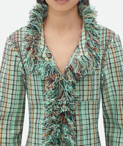 Cotton Check Jacket With Fringes