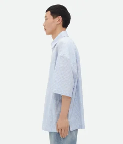 Cotton Linen Check Overshirt With "BV" Embroidery