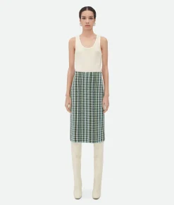 Cotton Viscose Check Skirt