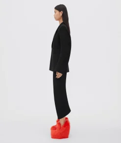 Curved Sleeves Compact Wool And Satin Jacket