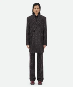Diagonal Boucle Pinstripe Coat