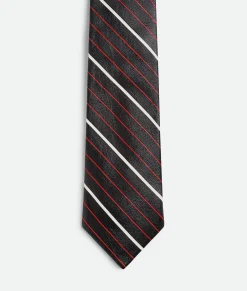 Diagonal Printed Leather Stripe Tie