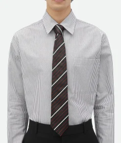 Diagonal Printed Leather Stripe Tie