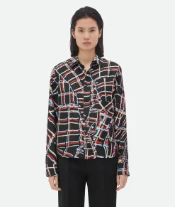 Distorted Check Printed Silk Shirt
