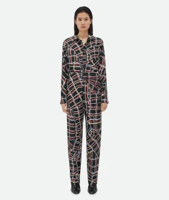 Distorted Check Printed Silk Shirt