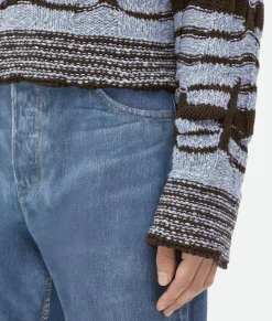 Distorted Stripe Cotton Jumper