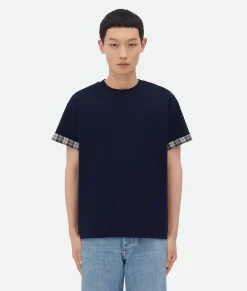 Double Layer Checked Cotton T-Shirt