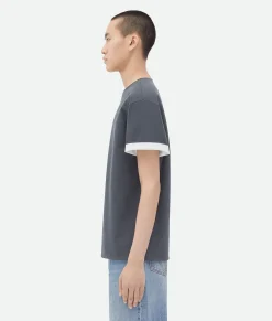 Double Layer Cotton Check T-Shirt