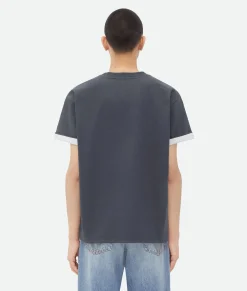 Double Layer Cotton Check T-Shirt