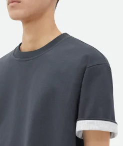 Double Layer Cotton Check T-Shirt