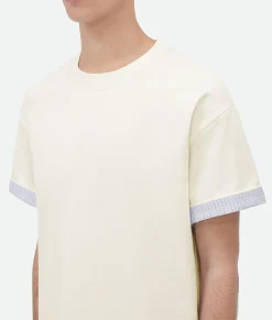 Double Layer Cotton Check T-Shirt