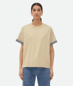 Double Layer Striped Cotton T-Shirt