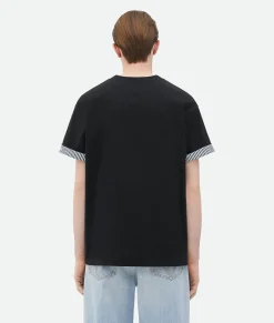 Double Layer Striped Cotton T-Shirt
