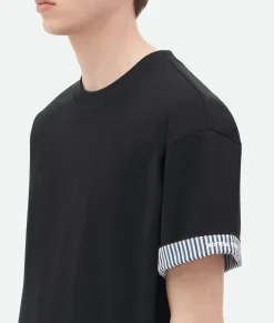 Double Layer Striped Cotton T-Shirt