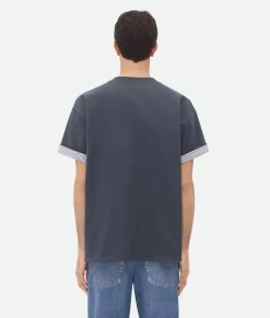 Double Layer Striped Cotton T-Shirt