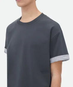 Double Layer Striped Cotton T-Shirt