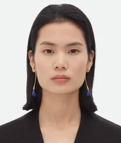 Drop Earrings With Lapis Stone