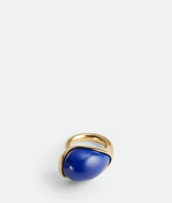 Drop Ring With Lapis Stone