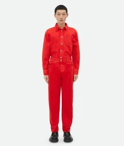 Faded Color Washed Denim Trousers