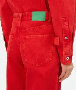 Faded Color Washed Denim Trousers