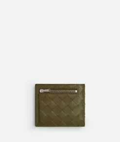 Intrecciato Bi-Fold Wallet With Exterior Pocket