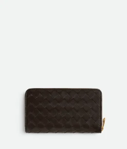 Intrecciato Diagonal Large Zip Around Wallet