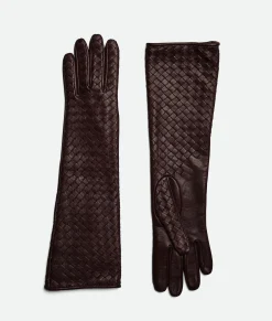 Intrecciato Leather Midi Gloves