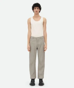 Intrecciato Leather Straight Leg Trousers