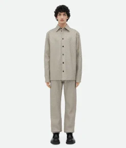 Intrecciato Leather Straight Leg Trousers