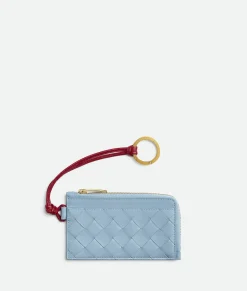 Intrecciato L-Zipped Card Case With Hook