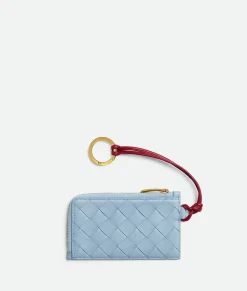 Intrecciato L-Zipped Card Case With Hook