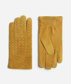Intrecciato Suede Leather Gloves