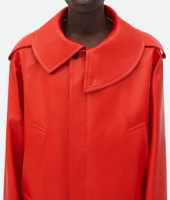 Leather Blouson With Wide Collar