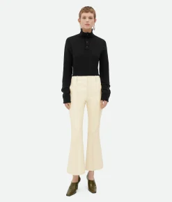 Leather Cropped Flared Trousers