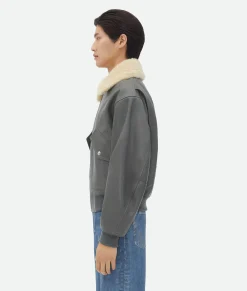 Leather Jacket With Shearling Collar