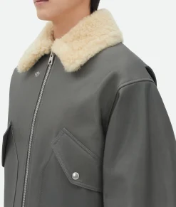 Leather Jacket With Shearling Collar