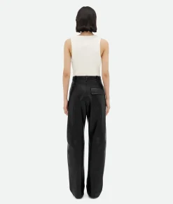 Leather Rounded Leg Trousers