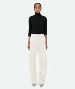 Leather Rounded Leg Trousers