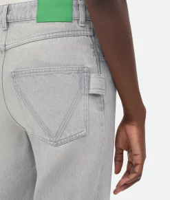 Light Grey Washed Flared Denim