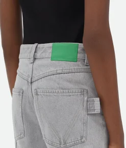 Light Grey Washed Flared Denim