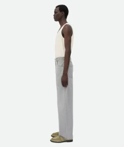 Light Grey Washed Wide Leg Denim