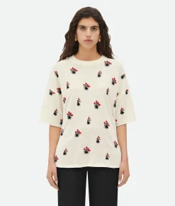 Linen Jacquard Flowers T-Shirt