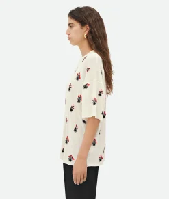 Linen Jacquard Flowers T-Shirt