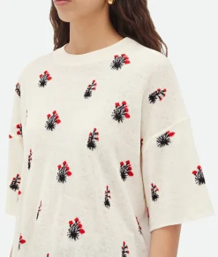 Linen Jacquard Flowers T-Shirt