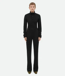 Matt Viscose Jersey Flared Trousers