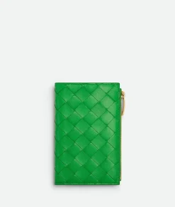 Medium Intrecciato Bi-Fold Zip Wallet