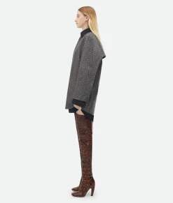 Ostrich-Effect Leather Double Shirt Dress